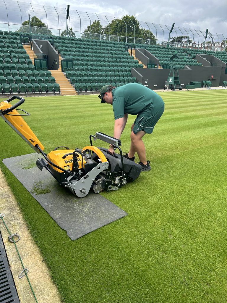 mowing the wimbledon turf